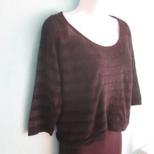 Missa  Womens Size S Black Tonal Stripe Scoop Neck Pullover Sweater